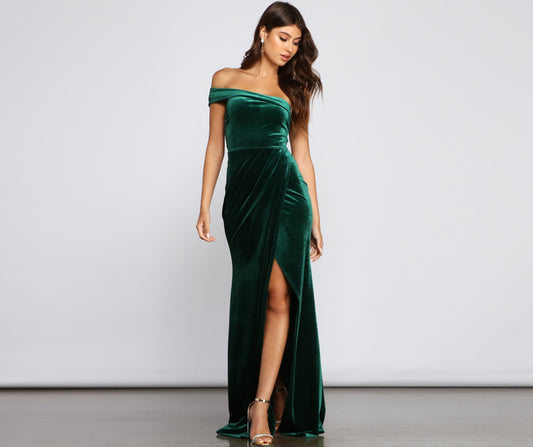 Cleo Formal One Shoulder Velvet Dress