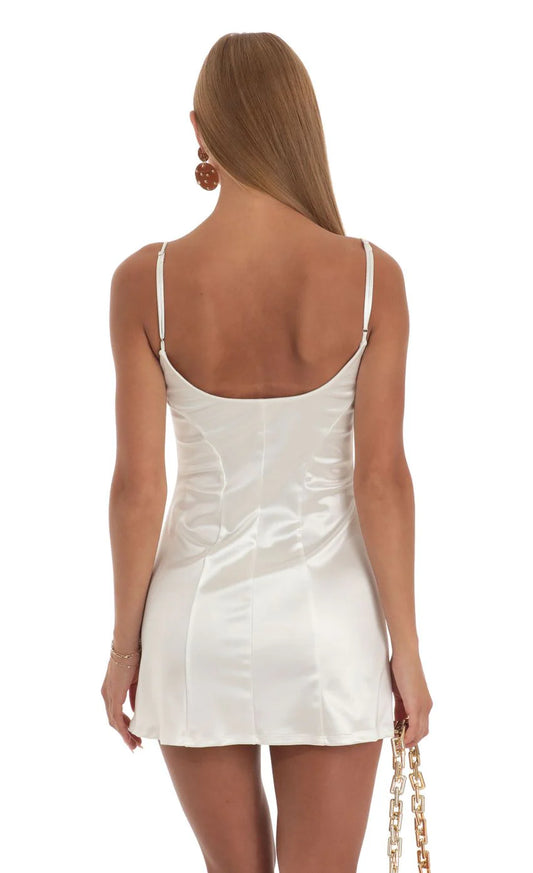 Satin Dress in White