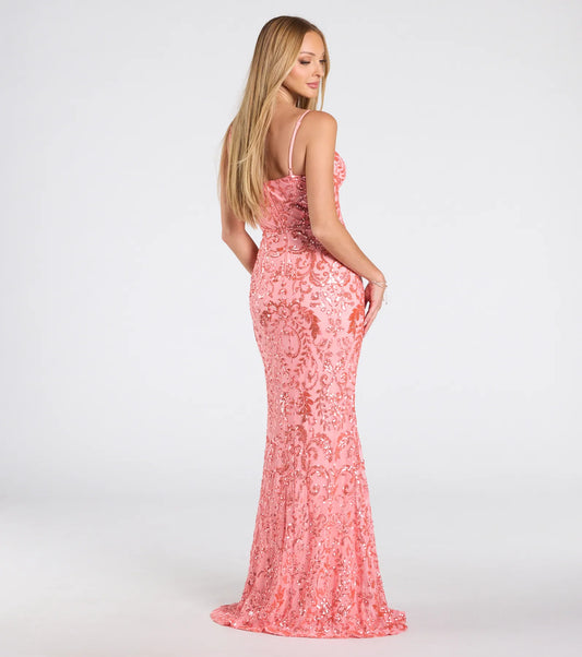 Ebony Sequin Corset Slit Mermaid Dress