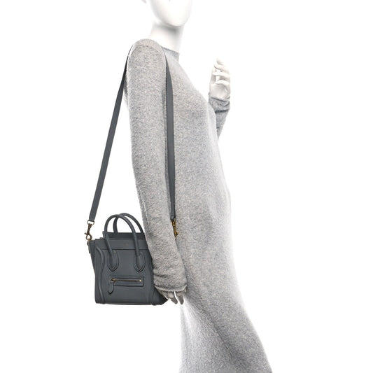 Drummed Calfskin Nano Luggage Kohl