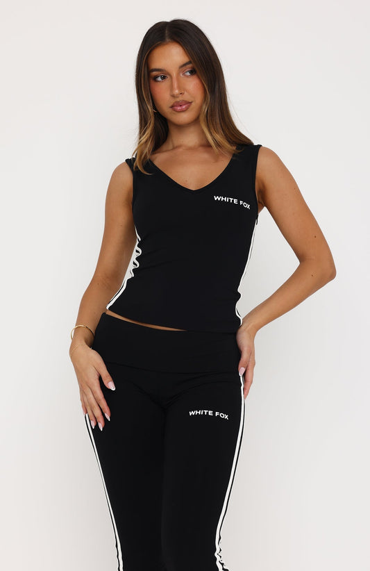 Sweet Enough V Neck Top Black