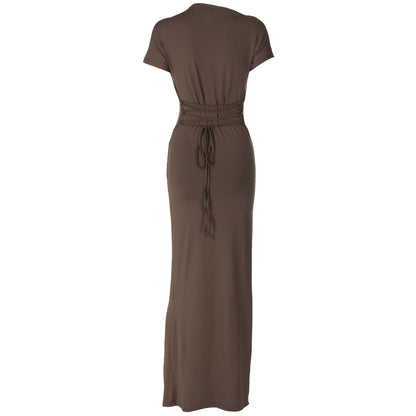 Dreamy Drape Maxi dress Brown