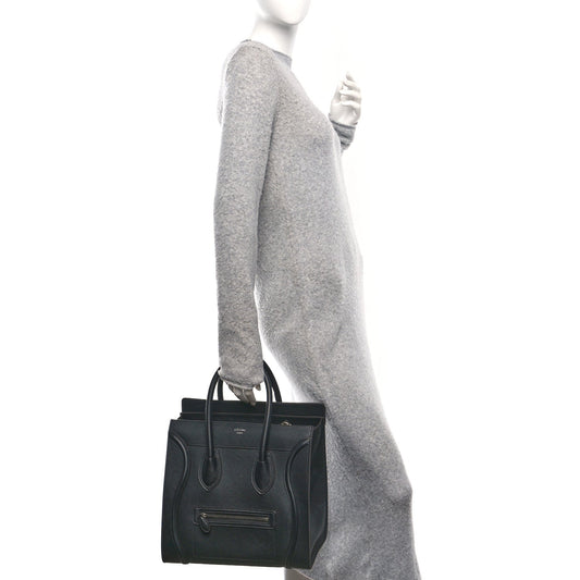 Drummed Calfskin Mini Luggage Black