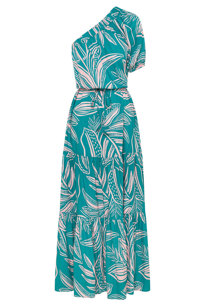 Dolores Statement Casual Holiday Dresses with Floral Frenulum, Backless, a Line Dress with Slanted Collar Occasion Edit