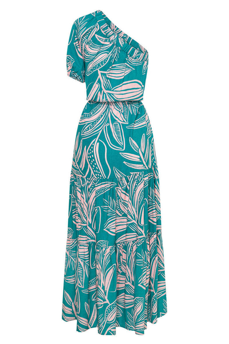 Dolores Statement Casual Holiday Dresses with Floral Frenulum, Backless, a Line Dress with Slanted Collar Occasion Edit