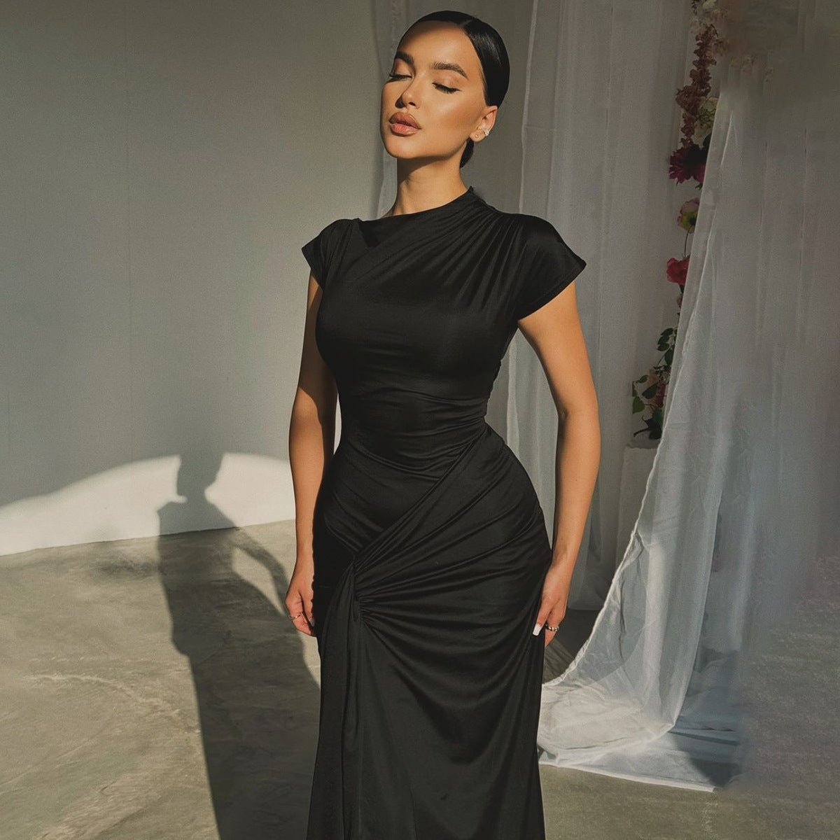 Dreamy Drape Maxi dress Black