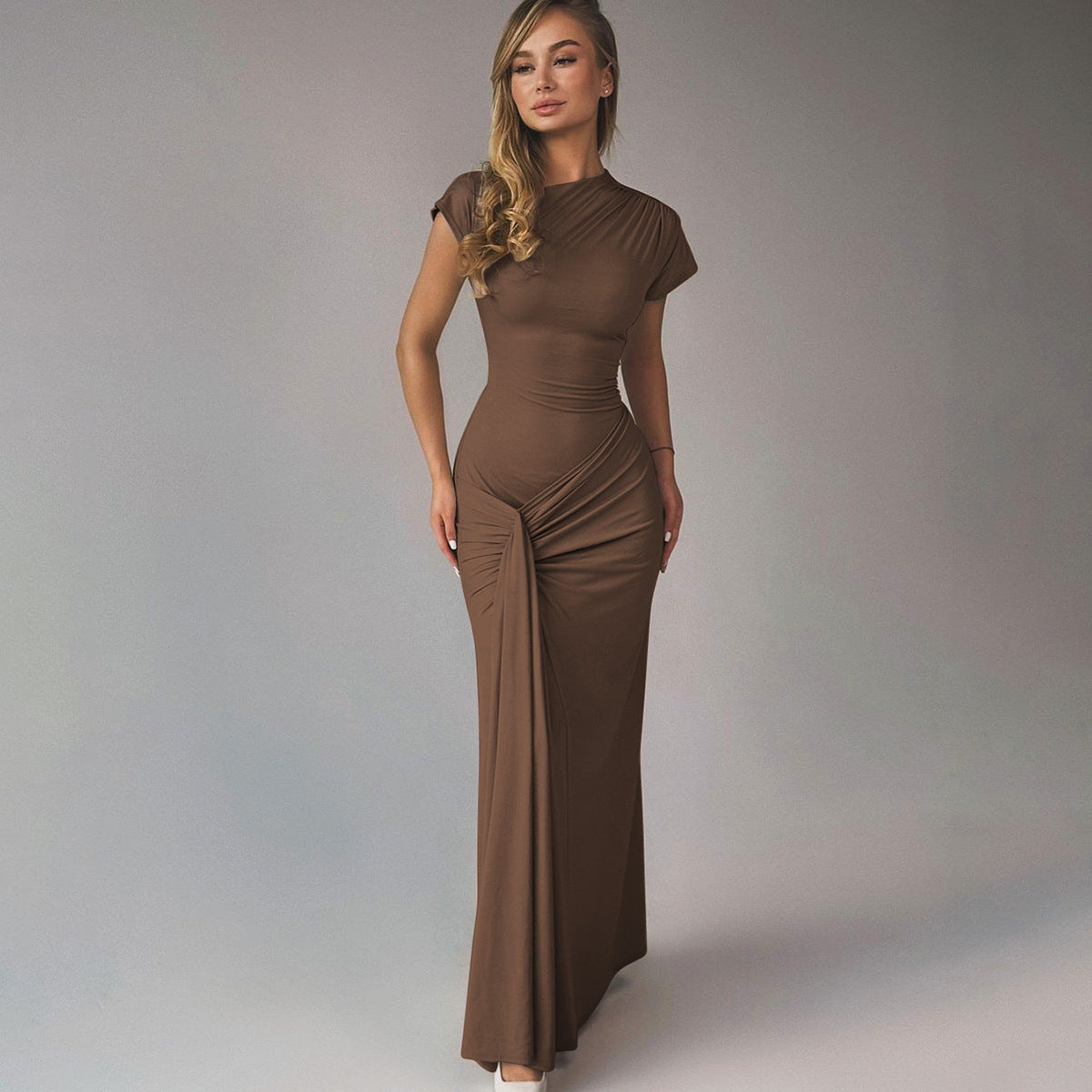 Dreamy Drape Maxi dress Brown