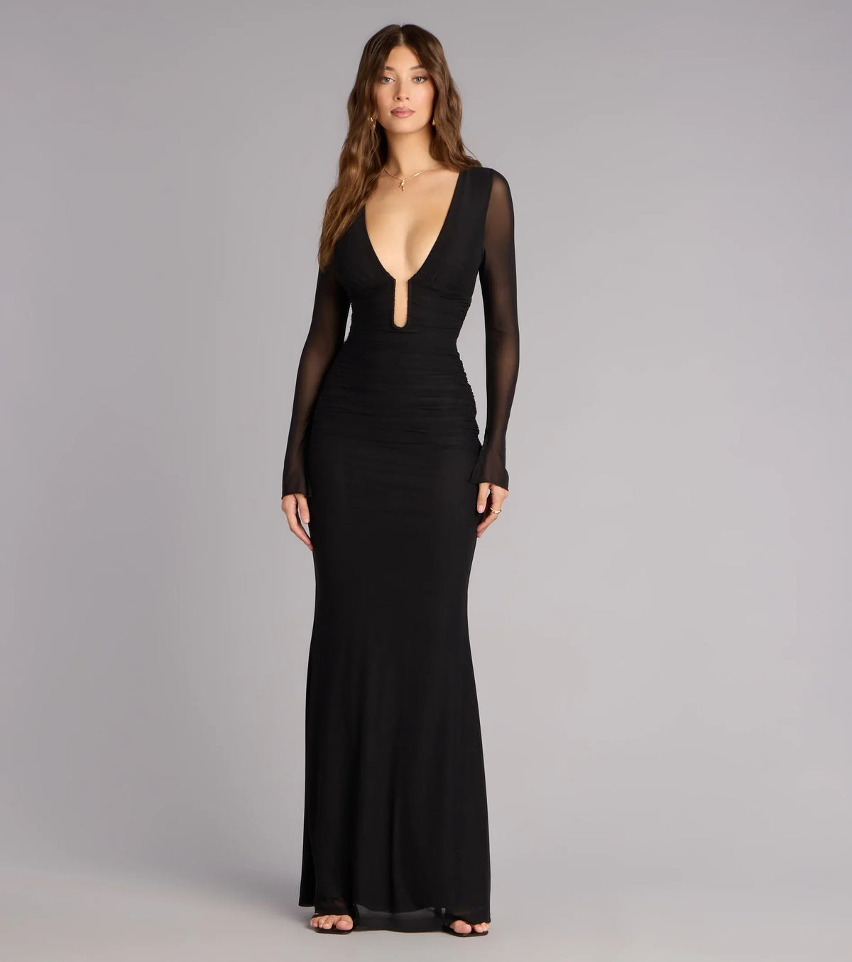 Eileen Mesh Long Sleeve Mermaid Formal Dress