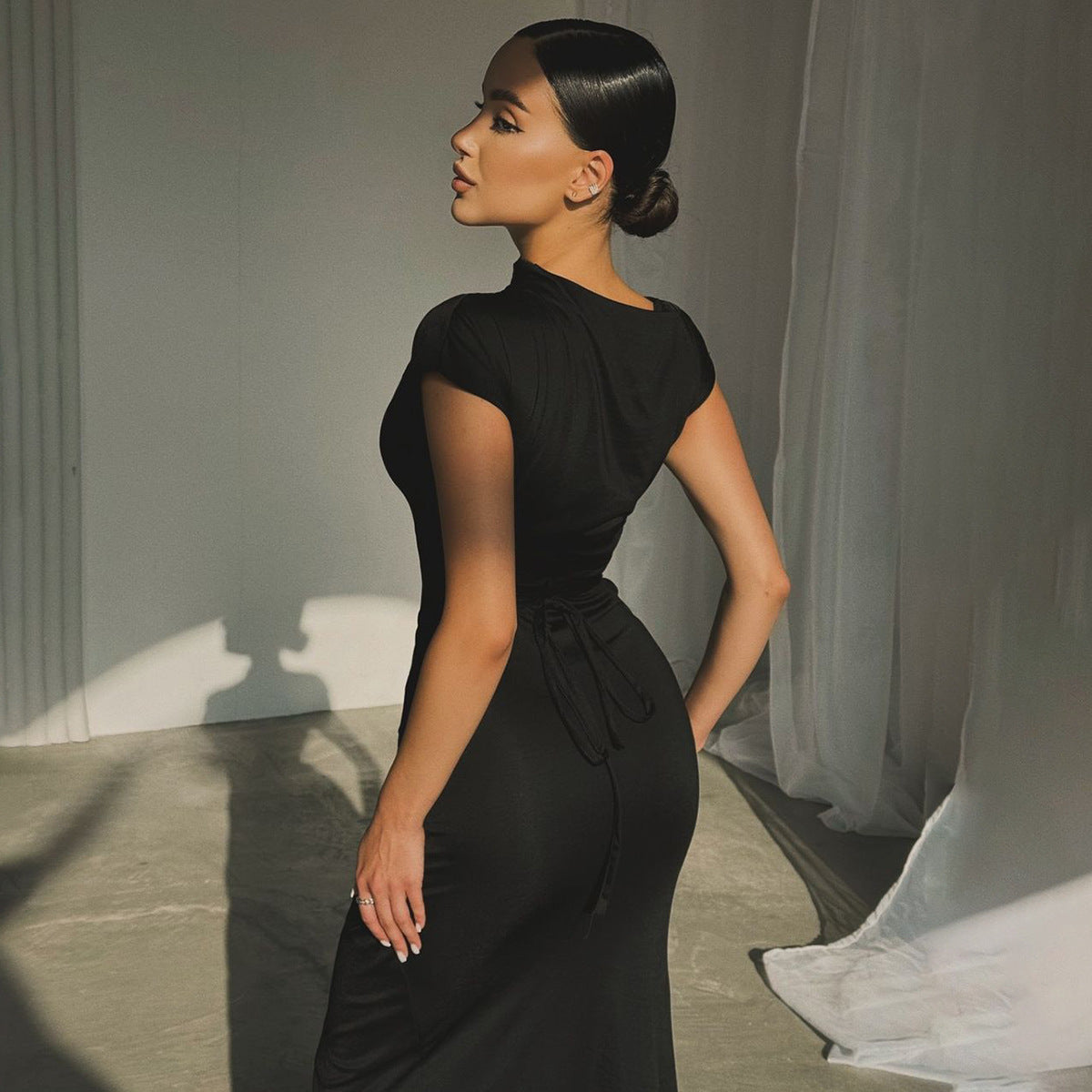 Dreamy Drape Maxi dress Black