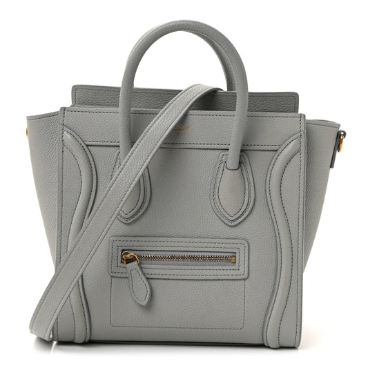 Drummed Calfskin Nano Luggage Pearl Blue