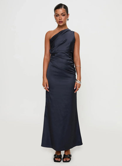Dulcia One Shoulder Maxi Dress Blue