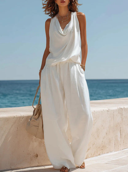 Effortless White Linen Two-Piece Set