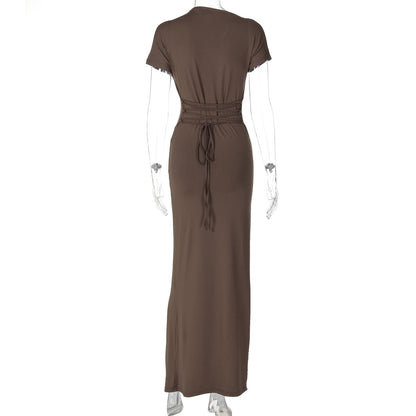 Dreamy Drape Maxi dress Brown