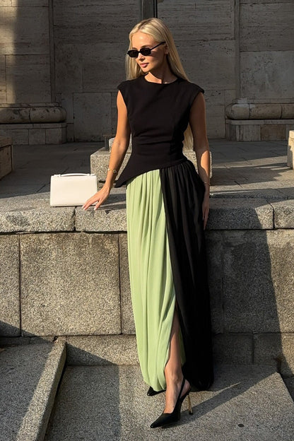 Draped Asymmetric Hem Tulip Skirt