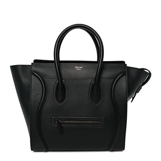 Drummed Calfskin Mini Luggage Black