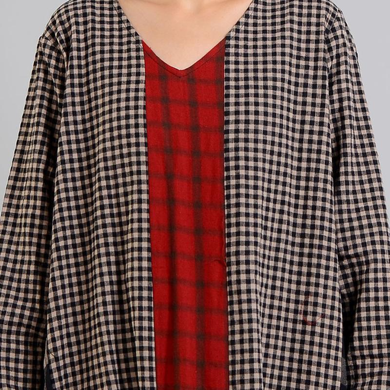 2021 Plaid Retro Cotton Linen Dress