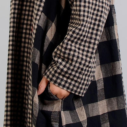 2021 Plaid Retro Cotton Linen Dress