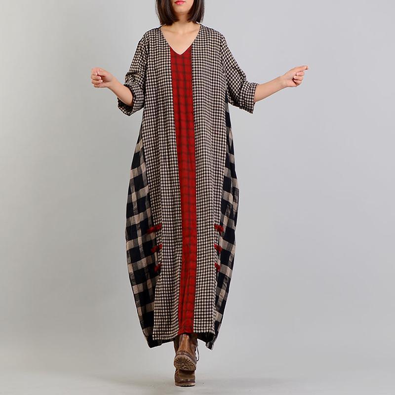 2021 Plaid Retro Cotton Linen Dress