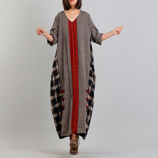 2021 Plaid Retro Cotton Linen Dress