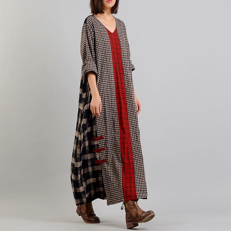 2021 Plaid Retro Cotton Linen Dress