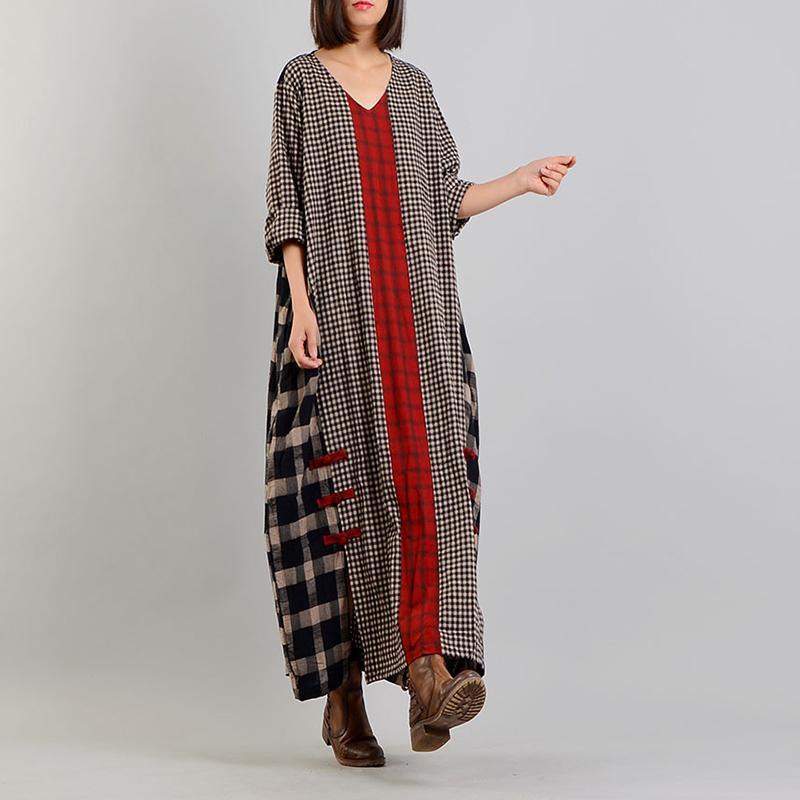 2021 Plaid Retro Cotton Linen Dress