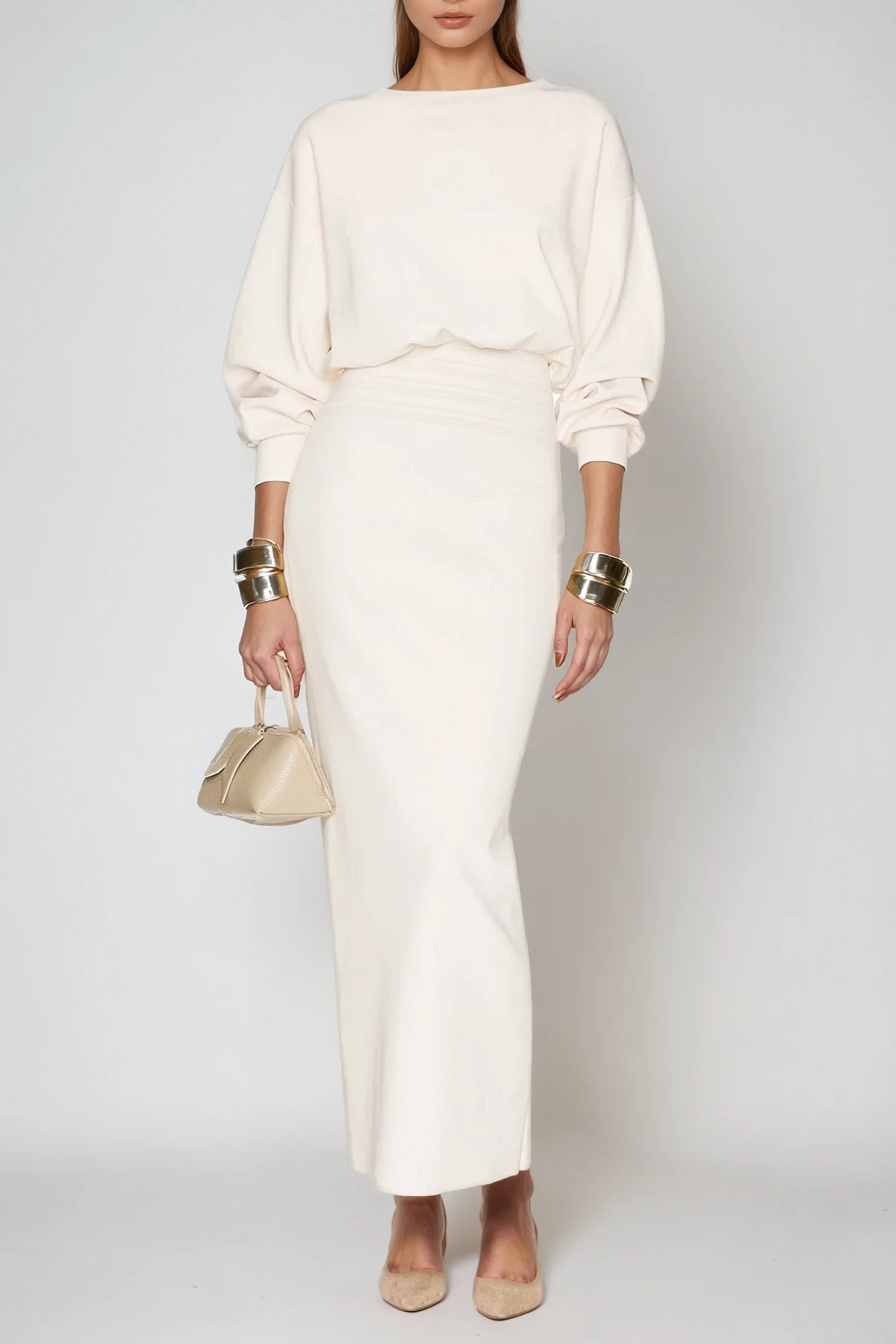 Dominic Balloon Sleeve Bodycon Maxi Dress