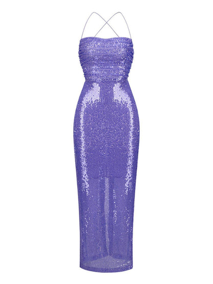 Dominica Sequin Maxi Dress In Purple