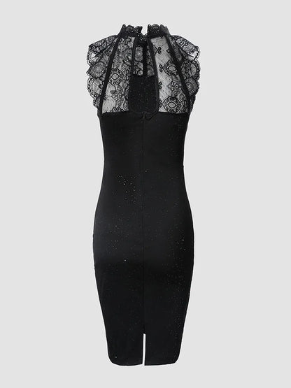 2024 Contrast Glitter Party Lace Dress