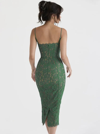 2024 Club Evening Party Vestidos Backless Wrap Hip Lace Dress