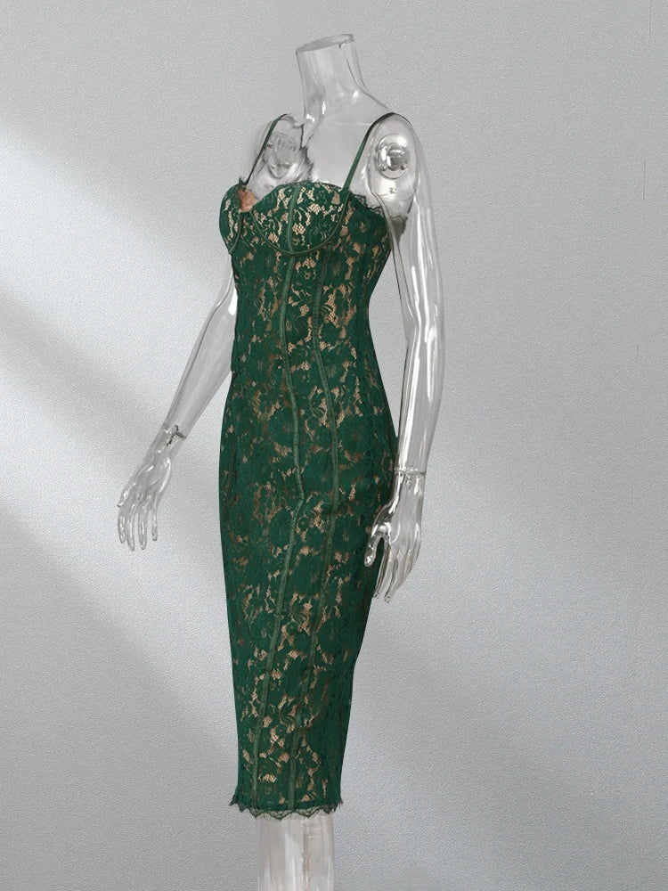 2024 Club Evening Party Vestidos Backless Wrap Hip Lace Dress