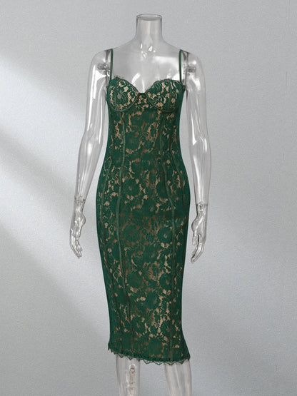 2024 Club Evening Party Vestidos Backless Wrap Hip Lace Dress