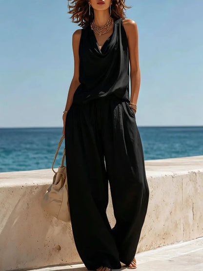 Effortless White Linen Two-Piece Set