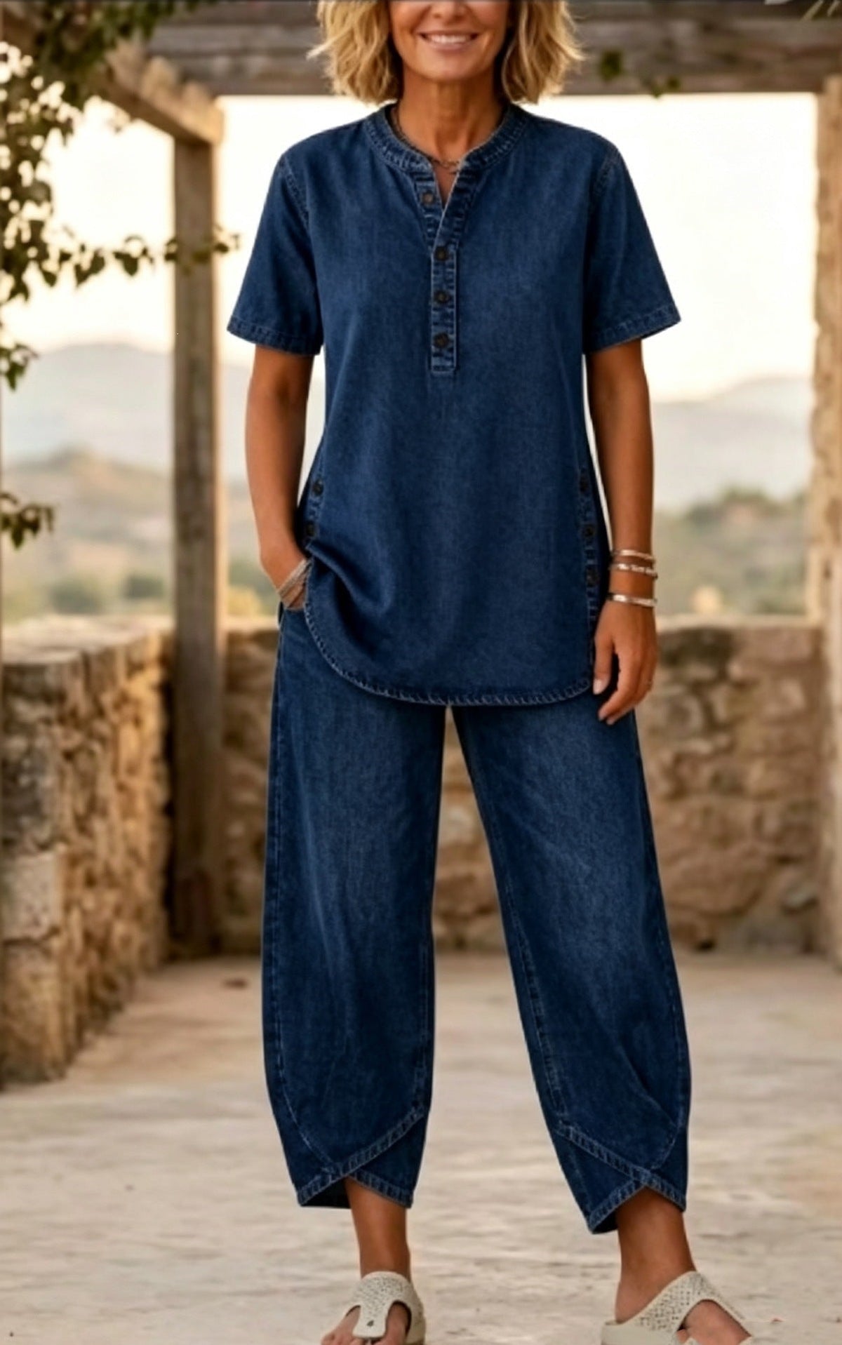 Effortless Denim Two-Piece Cozy Set