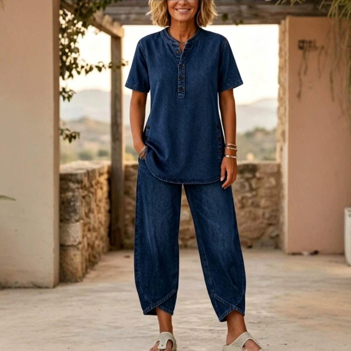 Effortless Denim Two-Piece Cozy Set