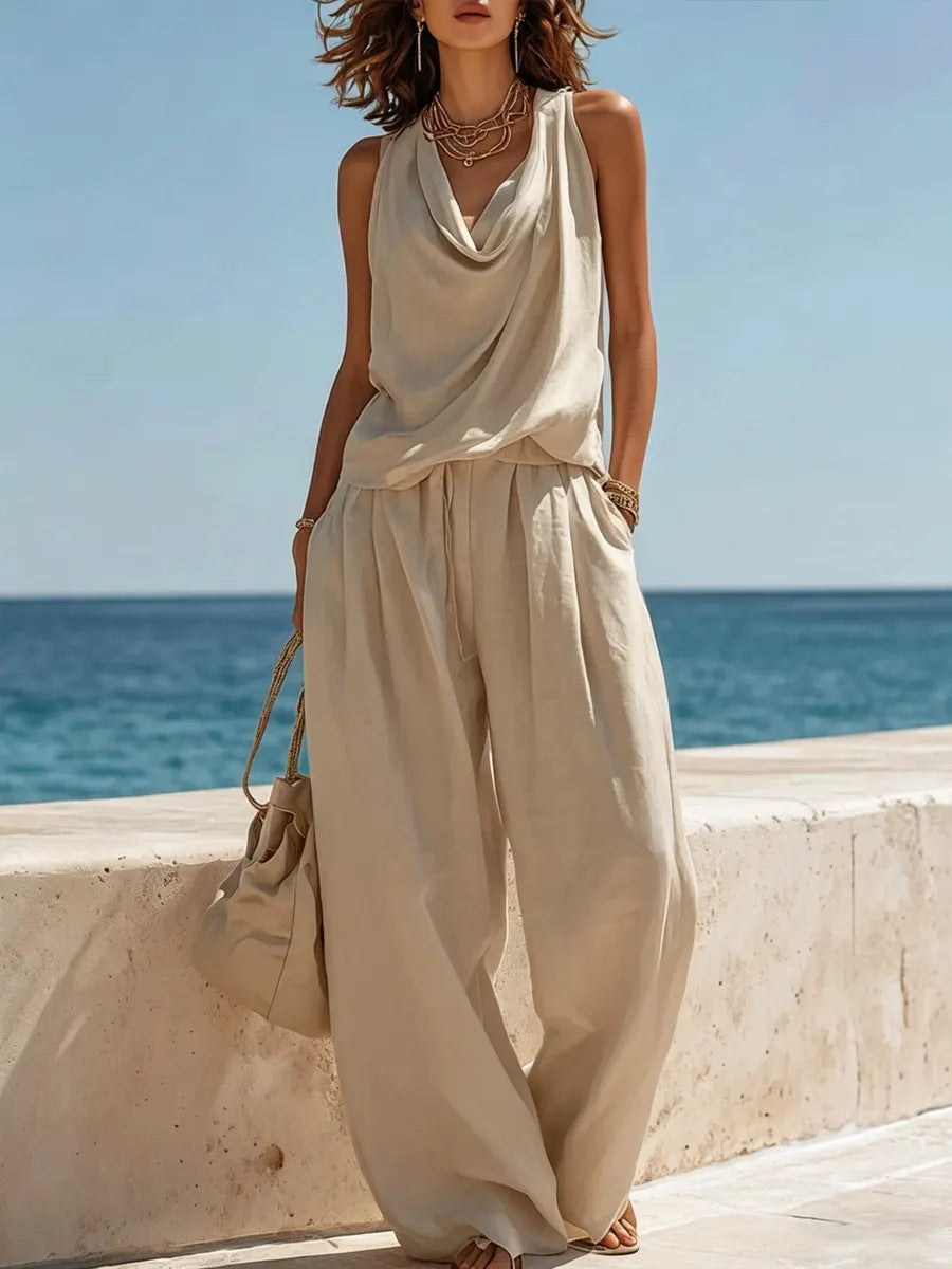 Effortless White Linen Two-Piece Set