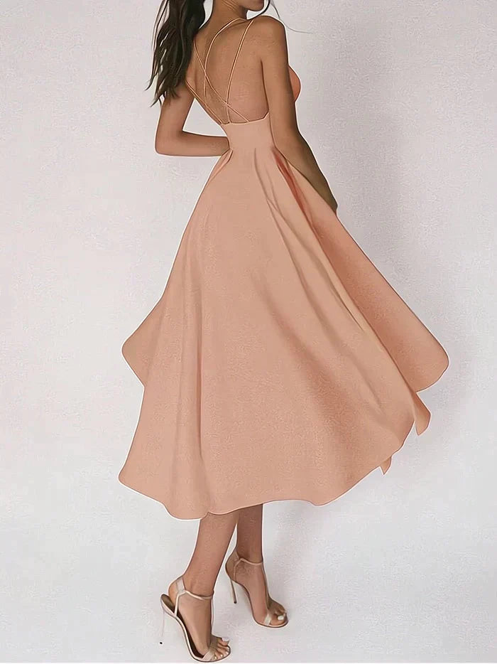 Dora Minimalist V Neck Dress Premium Wardrobe Essential
