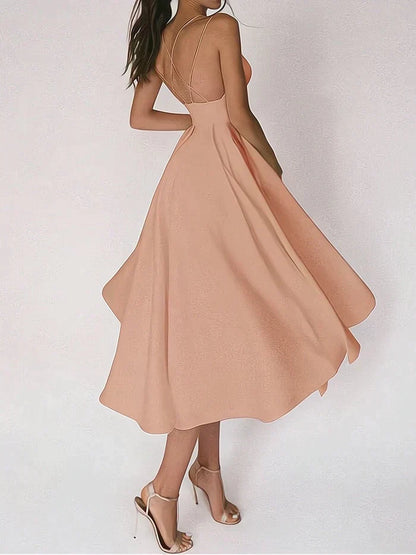 Dora Minimalist V Neck Dress Premium Wardrobe Essential
