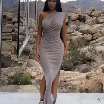Dolores Exclusive Stylish One Shoulder Dress with a Slit for Special Occasions Chic Silhouette Collection