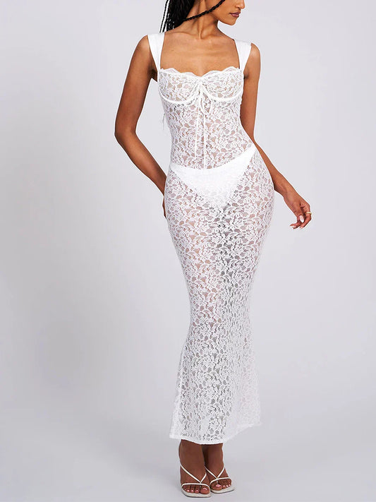 2024 Elegant SeeThrough Backless Wedding Lace Dress