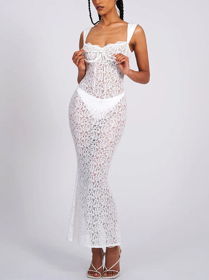 2024 Elegant SeeThrough Backless Wedding Lace Dress