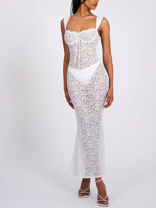 2024 Elegant SeeThrough Backless Wedding Lace Dress