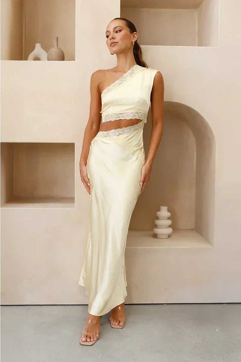 Dolores Exclusive One Shoulder Maxi Dress Gelb Statement Occasion Edit
