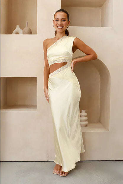 Dolores Exclusive One Shoulder Maxi Dress Gelb Statement Occasion Edit