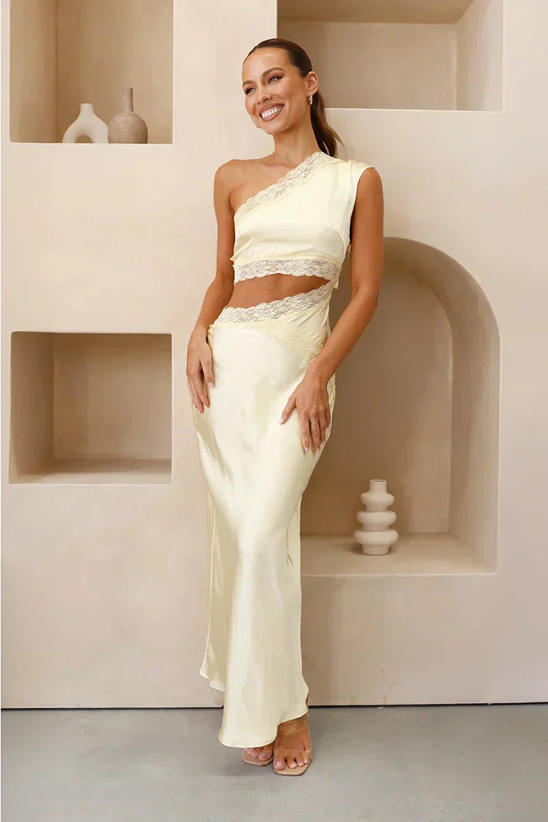 Dolores Exclusive One Shoulder Maxi Dress Gelb Statement Occasion Edit