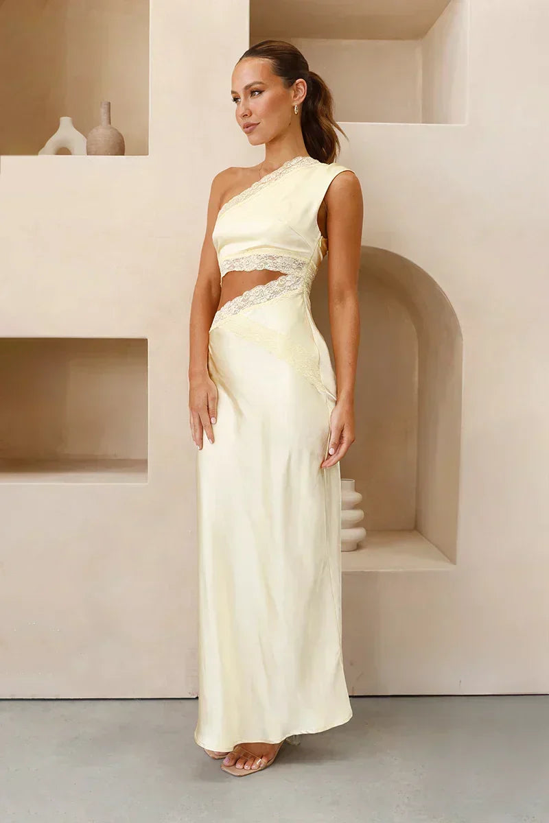 Dolores Exclusive One Shoulder Maxi Dress Gelb Statement Occasion Edit