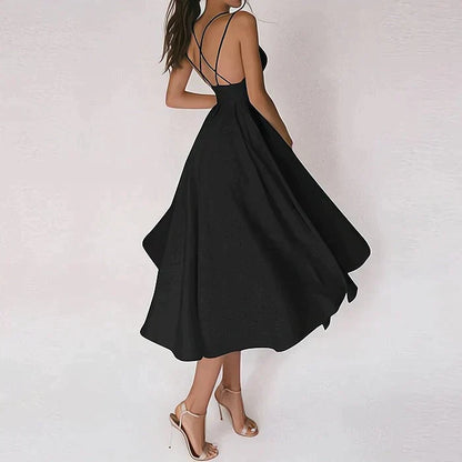 Dora Minimalist V Neck Dress Premium Wardrobe Essential