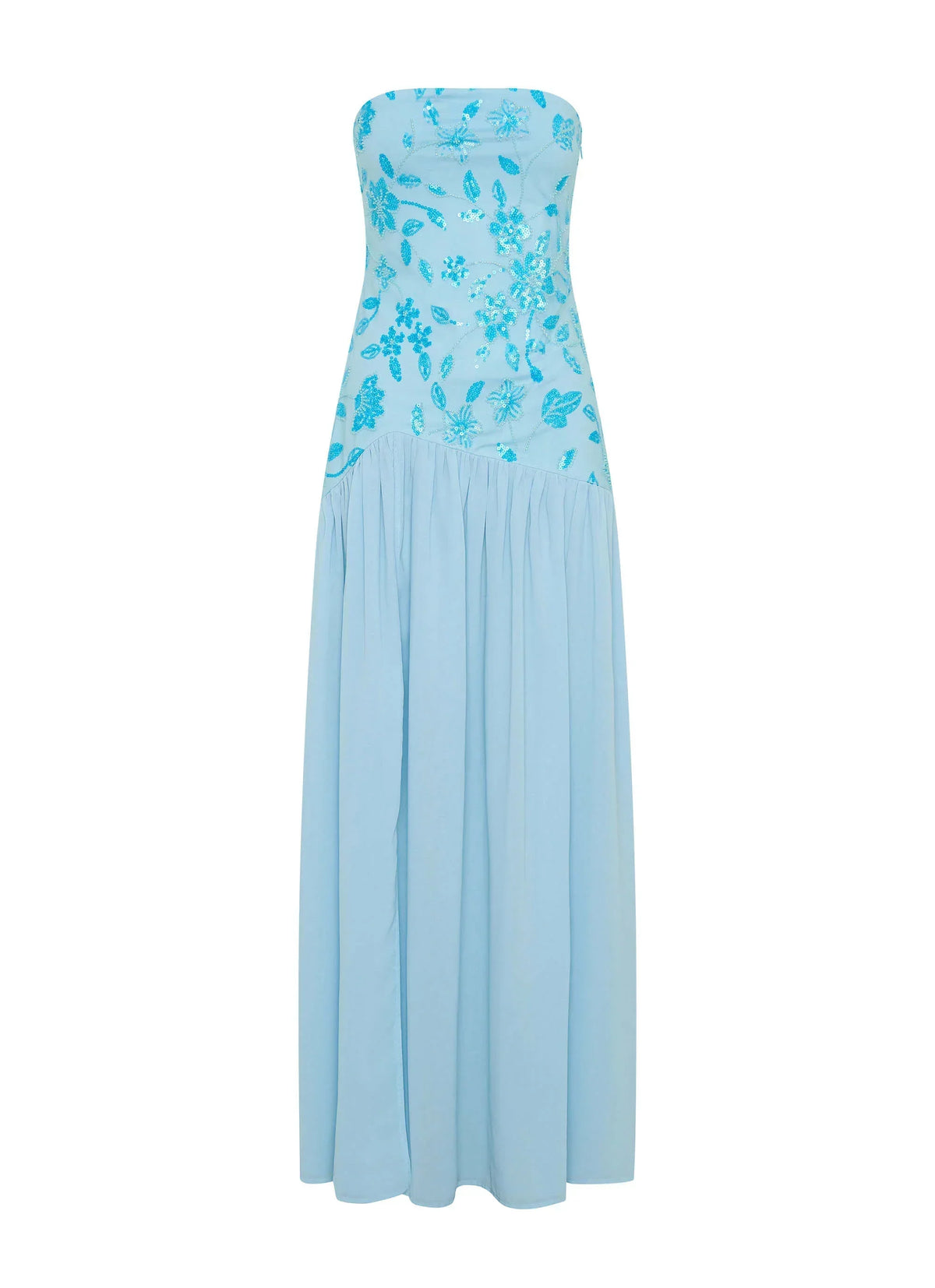 Eden Strapless Beaded Maxi Dress - Blue