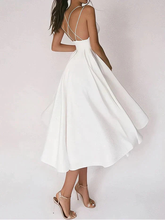 Dora Minimalist V Neck Dress Premium Wardrobe Essential