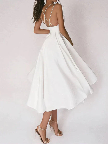 Dora Minimalist V Neck Dress Premium Wardrobe Essential