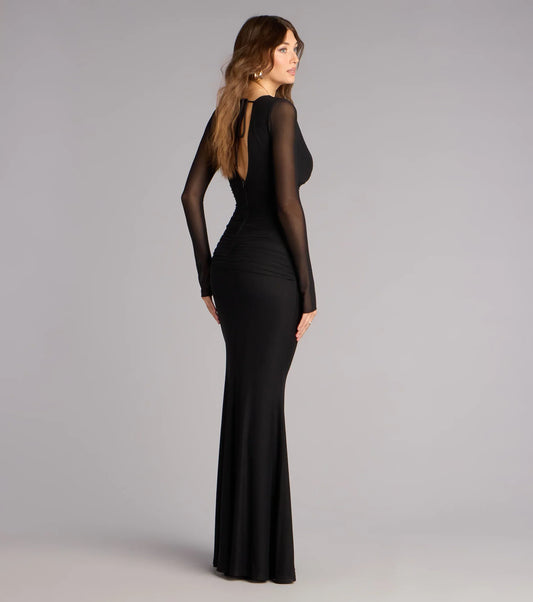 Eileen Mesh Long Sleeve Mermaid Formal Dress